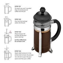 Bodum Caffettiera French Press Coffee Maker, Black Plastic Lid And Stainless Steel Frame, 3-Cup, 12-Ounce -KitchenAid Shop 419TXDRi3NL