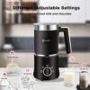 Detachable Milk Frother And Steamer - 5-in-1 Automatic Hot/Cold Foam And Hot Chocolate Maker,12.3oz Stainless Steel Electric Milk Steamer With Dishwasher Safe,120V,Black