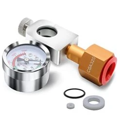 Tycncty Soda Water Adapter, Soda Machine Quick Connector Aluminum CO2 Refill Adapter With Release Valve Pressure Gauge
