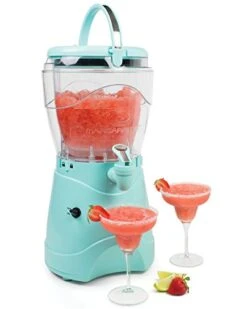 128-Ounce Margarita Maker & Slushie Machine, Makes One Gallon Frozen Drinks, Stainless Steel Flow Spout And Carry Handle, Creamy Texture, Double Insulated, Easy Clean, 1 Gallon, Aqua