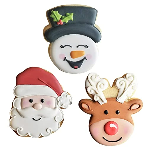 Faces Of Christmas Cookie Cutters 3-Pc Set Made In USA By Ann Clark, Santa Face, Reindeer Face, Snowman Face 4 Faces Of Christmas Cookie Cutters 3-Pc Set Made In USA By Ann Clark, Santa Face, Reindeer Face, Snowman Face - Image 2
