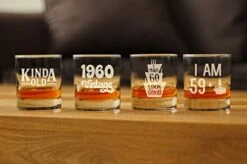 59 + 1 Middle Finger - Funny 60th Birthday Whiskey Rocks Glass Gifts For Men & Women Turning 60 - Fun Whisky Drinking Tumbler -KitchenAid Shop 419dmqXV09L