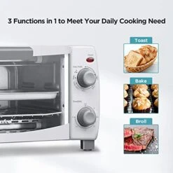 Toaster Oven Countertop, 4-Slice, Compact Size, Easy To Control With Timer-Bake-Broil-Toast Setting, 1000W, White (CFO-BB102) -KitchenAid Shop 419egabko6L