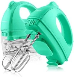 Vente Portable Electric Hand Mixer 5 Speed Mixing, 150W Powerful Blender For Baking & Cooking With 2 Stainless Steel Chrome Beater Attachments & Snap Clear Case Compact Easy Storage, Red HM161R -KitchenAid Shop 419h5fznKaL. AC