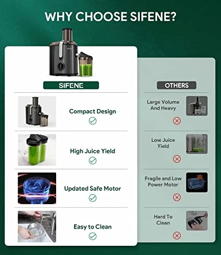 Juicer Machine, 800W Centrifugal Juicer With 3.2" Big Mouth For Whole Fruits And Vegetable, SIFENE Ultra Power Juice Extractor With 3 Speeds Settings, Celery Juicer, Carrots Juicer, Easy To Clean 6 Juicer Machine, 800W Centrifugal Juicer With 3.2" Big Mouth For Whole Fruits And Vegetable, SIFENE Ultra Power Juice Extractor With 3 Speeds Settings, Celery Juicer, Carrots Juicer, Easy To Clean - Image 4