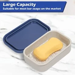 Travel Soap Container, Leak Proof Soap Travel Case With Lid, Shatterproof And Slip Resistant Silicone Soap Holder With Draining Layer, Portable Bar Soap Container For Bathroom, Traveling -KitchenAid Shop 419jKSaOKnL