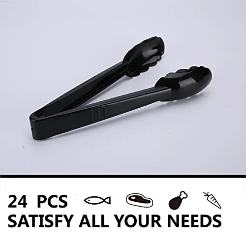24 Pieces Plastic Serving Tongs For Kitchen, Disposable Utensils Set, 9 Inch Heavy Duty Scalloped Salad Tongs, Food Safe Material, Perfect For Buffets And BBQ, Black 6 24 Pieces Plastic Serving Tongs For Kitchen, Disposable Utensils Set, 9 Inch Heavy Duty Scalloped Salad Tongs, Food Safe Material, Perfect For Buffets And BBQ, Black - Image 4