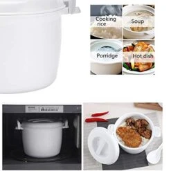 Microwave Rice Cooker Multifunction Small Lunch Container Microwave Cooker Cookware For Microwave Oven 17.5x21x14cm -KitchenAid Shop 419mqWaVFLL