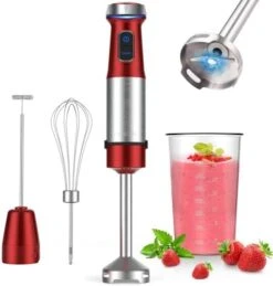 Immersion Hand Blender,500W-Stepless Speed 4-in-1 Smart Stick Blender With 800ml Mixing Beaker,Milk Frother,Egg Whisk For Smoothies/Puree Baby Food/Sauces/Soups,Red -KitchenAid Shop 419osJRBrFL. AC
