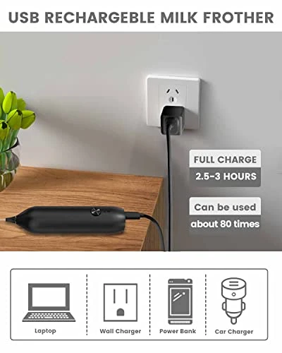 Milk Frother Rechargeable, Homradise Coffee Frother Handheld With Type-C Interface Frother For Coffee Latte Cappuccino Mocha Macchiato Frappe -Black 6 Milk Frother Rechargeable, Homradise Coffee Frother Handheld With Type-C Interface Frother For Coffee Latte Cappuccino Mocha Macchiato Frappe -Black - Image 4