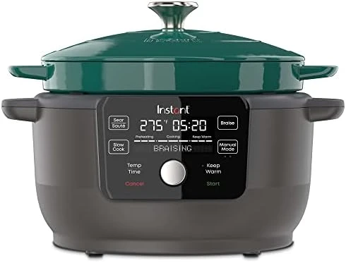 , 6-Quart 1500W Electric Round Dutch Oven, 5-in-1: Braise, Slow Cook, Sear/Sauté, Cooking Pan, Food Warmer, Enameled Cast Iron, Free App With 50 Recipes, Perfect Wedding Gift, Green 10 , 6-Quart 1500W Electric Round Dutch Oven, 5-in-1: Braise, Slow Cook, Sear/Sauté, Cooking Pan, Food Warmer, Enameled Cast Iron, Free App With 50 Recipes, Perfect Wedding Gift, Green - Image 8