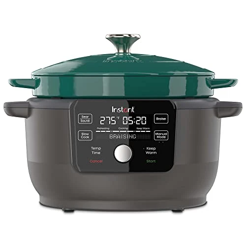 , 6-Quart 1500W Electric Round Dutch Oven, 5-in-1: Braise, Slow Cook, Sear/Sauté, Cooking Pan, Food Warmer, Enameled Cast Iron, Free App With 50 Recipes, Perfect Wedding Gift, Green 3 , 6-Quart 1500W Electric Round Dutch Oven, 5-in-1: Braise, Slow Cook, Sear/Sauté, Cooking Pan, Food Warmer, Enameled Cast Iron, Free App With 50 Recipes, Perfect Wedding Gift, Green