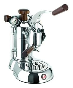 SW-16 Stradavari 16-Cup Espresso Machine, Chrome With Wood Handles,Silver