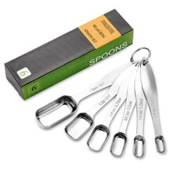 N/A Measuring Spoons Set Of 6 Pieces, Stainless Steel Mental Stackable Tablespoon For Cooking & Baking,Long Handle Design For Spice Jars,Ideal For Dry And Liquid Ingredients -KitchenAid Shop 41AArO5UVlL