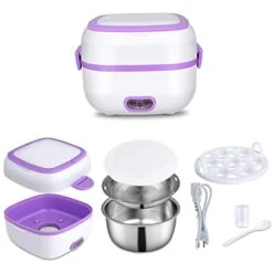 Electric Lunch Box, 3 In 1 Food Heater/Cooker/Steamer With Stainless Steel Bowls, Egg Steaming Tray, Spoon, Measuring Cup For Office, School,Home And Travel -KitchenAid Shop 41AD2tmVHyL