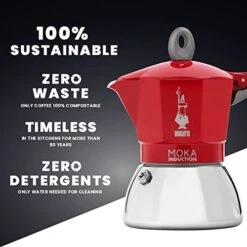Bialetti - Moka Induction, Moka Pot, Suitable For All Types Of Hobs, 4 Cups Espresso (5.7 Oz), Red -KitchenAid Shop 41AHQTz6fnL