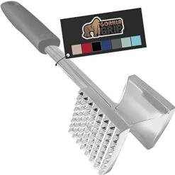 Gorilla Grip Heavy Duty Meat Tenderizer, Oversized Kitchen Mallet, Soft Grip Handle, Tool Maximizes Food Flavor, Spiked Side Tenderizes, Flat Smooth Flattens Steak, Pound Beef, Commercial Grade, Black -KitchenAid Shop 41AJTdl7gnL. AC