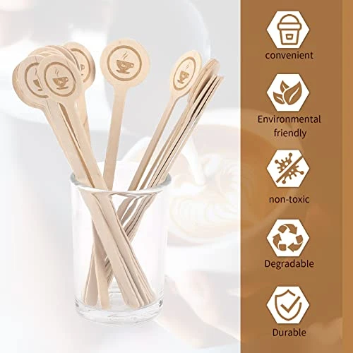 Coffee Stirrers Stir Sticks Wooden Coffee Stirrer Beverage With Round Ends, 6 Inch Environmentally Friendly Coffee Stir Sticks For Coffee Milk Cocktail Tea (100 Pcs) 4 Coffee Stirrers Stir Sticks Wooden Coffee Stirrer Beverage With Round Ends, 6 Inch Environmentally Friendly Coffee Stir Sticks For Coffee Milk Cocktail Tea (100 Pcs) - Image 2