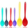 6 PCS Multicolored Silicone Mixing Spoons,Silicone Nonstick Kitchen Cooking Baking Serving Spoons Utensil For Kitchen Cooking Mixing Baking Serving And Stirring(2 Large And 4 Small)