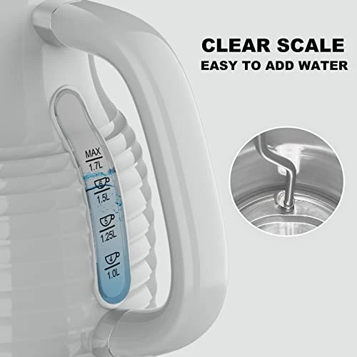 1.7L Cordless Electric Kettle, Plastic Tea Kettle With Water Window And LED Light, Auto Shut-off & Boil-Dry Protection, Removable Spout Filter And Soft-Touch Handle And Lid Grip, Grey 5 1.7L Cordless Electric Kettle, Plastic Tea Kettle With Water Window And LED Light, Auto Shut-off & Boil-Dry Protection, Removable Spout Filter And Soft-Touch Handle And Lid Grip, Grey - Image 3