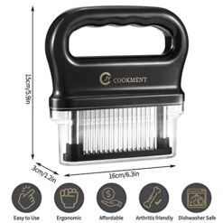 Meat Tenderizer With 48 Stainless Steel Ultra Sharp Needle Blades, Kitchen Cooking Tool Best For Tenderizing, BBQ, Marinade By JY COOKMENT -KitchenAid Shop 41AQdhoFqsL