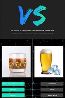 Bullet Whiskey Stones Steel Ice Cubes, Stainless Steel Skull Ice Cube Wine Beer Ice Cooler, Kitchen Drink Tools Gadgets (Golden Gift Box A) -KitchenAid Shop 41AQrZa7u0L