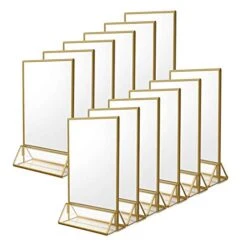 12Pack 5 X 7 Clear Acrylic Wedding Table Number Holder Stands With Gold Borders, Double Sided Gold Picture Frames Sign Holder For Restaurant Table Menu Recipe Cards Photo Display -KitchenAid Shop 41AXm RJzL 1