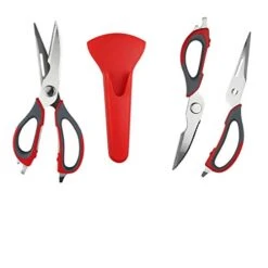 Ultifunction Kitchen Food Scissors, Detachable Stainless Steel Heavy Duty Culinary Scissors, 7-in-1 Household Shears With Magnetic Holder, For Cut Poultry Meat Bone Vegetables Fruit Seafood (red)