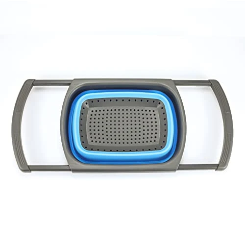 Over The Sink Collapsible Colander Kitchen Strainer Basket-Wash Vegetables And Fruits, Drain Cooked Pasta And Dry Dishes,6-Quart Capacity -Blue 5 Over The Sink Collapsible Colander Kitchen Strainer Basket-Wash Vegetables And Fruits, Drain Cooked Pasta And Dry Dishes,6-Quart Capacity -Blue - Image 3