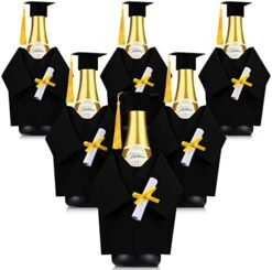 6 Pieces Graduation Wine Coat Bottle Covers Sets, Felt Graduation Gown And Bottle Toppers Doctoral Cap With Tassels Suit For Wine Or Champagne Bottle, Wine Gift Bags For Graduation Party Decor (Black) 19 6 Pieces Graduation Wine Coat Bottle Covers Sets, Felt Graduation Gown And Bottle Toppers Doctoral Cap With Tassels Suit For Wine Or Champagne Bottle, Wine Gift Bags For Graduation Party Decor (Black) -KitchenAid Shop 41AfQW1WPVL. AC