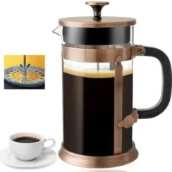 Press French Press Coffee Maker With 2 Extra Screens, 34oz, French Press Stainless Steel 304 Grade, Easy Disassemble Design Double Filter, Thick Heat Resistant Glass Pot (Copper) -KitchenAid Shop 41Ak4scd6L. AC