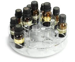 JEREVER Rotating Essential Oil Display Rack For 15 Bottles - Holds 5-15ml Oils - 2 Tier (Bottles Not Included) (2 Tier Marble Pattern)