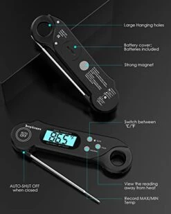 Meat Thermometer Digital, Instant Read Meat Thermometer For Cooking, Food Thermometer With Long Probe And Blacklight, Kitchen Thermometer Temperature For Oven, Candy, Grill, BBQ, Black -KitchenAid Shop 41AsbosRZxL