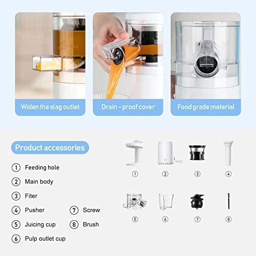 Slow Masticating Mini Juicer Extractor Easy To Clean, Cold Press Juicer Machine With Quiet Motor For High Nutrient Fruit Juice (Brush Included) 8 Slow Masticating Mini Juicer Extractor Easy To Clean, Cold Press Juicer Machine With Quiet Motor For High Nutrient Fruit Juice (Brush Included) - Image 6