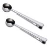 2 Pieces Coffee Scoop Clip Coffee Scoop Bag Clip Coffee Bag Clip Stainless Steel Coffee Scoop Clip Tea Scoop Bag Clip Tea Scoop Clip Tea Bag Clip For Coffee Tea Protein Powder, Silver