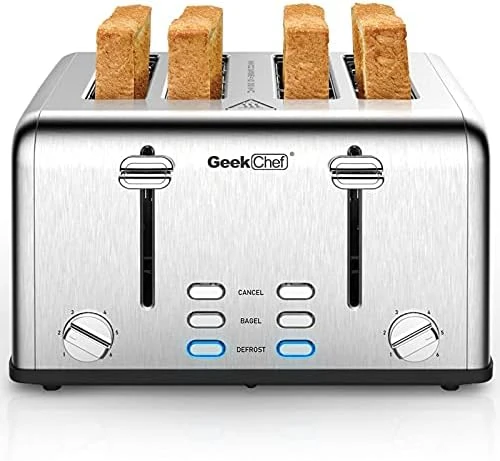 Toaster 4 Slice, Stainless Steel Toaster With Extra Wide Slots Bagel, Defrost, Cancel Function, Dual Independent Control Panel, Removable Crumb Tray, 6 Shade Settings And High Lift Lever 8 Toaster 4 Slice, Stainless Steel Toaster With Extra Wide Slots Bagel, Defrost, Cancel Function, Dual Independent Control Panel, Removable Crumb Tray, 6 Shade Settings And High Lift Lever - Image 6