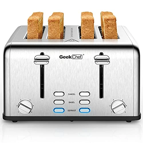 Toaster 4 Slice, Stainless Steel Toaster With Extra Wide Slots Bagel, Defrost, Cancel Function, Dual Independent Control Panel, Removable Crumb Tray, 6 Shade Settings And High Lift Lever 3 Toaster 4 Slice, Stainless Steel Toaster With Extra Wide Slots Bagel, Defrost, Cancel Function, Dual Independent Control Panel, Removable Crumb Tray, 6 Shade Settings And High Lift Lever