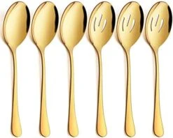 6 Pack Serving Spoons Set, 3 Large Serving Spoons, 3 Slotted Serving Spoons, Stainless Steel Buffet Dinner Restaurant Serving Spoons Set, Catering Serving Utensils For Party Banquet, 9.8 Inch -KitchenAid Shop 41B84R1SzL. AC