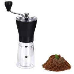 Manual Coffee Grinder,Hand Portable Bean Mill Stainless Steel Handle Adjustable Ceramic Burr Assembly For Travel/Home Use/Kitchen,2 Cup Capacity (Black)