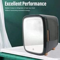 Keshow Mirrored Mini Fridge With Led Light Fridge Led Vanity Mirror 100‑240V Drink Abs Acrylic Mini Fridge For Cosmetics Beverage (US Plug) -KitchenAid Shop 41BGULCYxEL