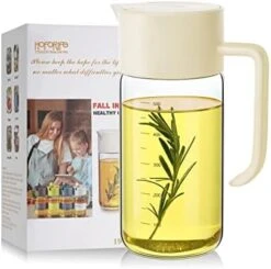 Hoforife Glass Olive Oil And Vinegar Dispenser With Auto Flip Caps For Kitchen Cooking No Drip, 17 Oz Borosilicate Glass Snap Fastener Oil Pourer Bottle Shatterproof, Leakproof (Black) -KitchenAid Shop 41BMNZw7XKL. AC