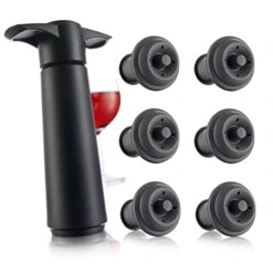 Wine Saver Pump, Black With Grey Stoppers, (0980450-MMP)