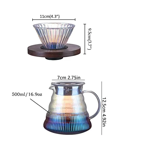 Glass Coffee Maker Pour Over Gradient Color 16oz Glass Carafe Dripper Brewer,50Pcs Coffee Lover Gift Set 8 Glass Coffee Maker Pour Over Gradient Color 16oz Glass Carafe Dripper Brewer,50Pcs Coffee Lover Gift Set - Image 6