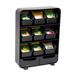 9 Removable Drawers Tea Bag Holder And Condiment Organizer, Black