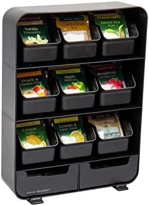 9 Removable Drawers Tea Bag Holder And Condiment Organizer, Black 8 9 Removable Drawers Tea Bag Holder And Condiment Organizer, Black - Image 6