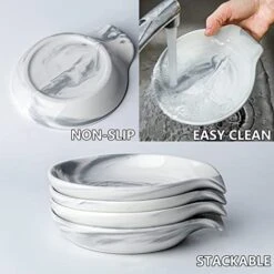 Large Spoon Rest For Stove Top : Spoon Holder For Kitchen Counter - Coffee Spoon Rest Ceramic - White Marble Utensil Rest For Ladle, Tongs - Cooking Spatula Holder For Countertop (5.7 Inch) -KitchenAid Shop 41BTi5mUOuL