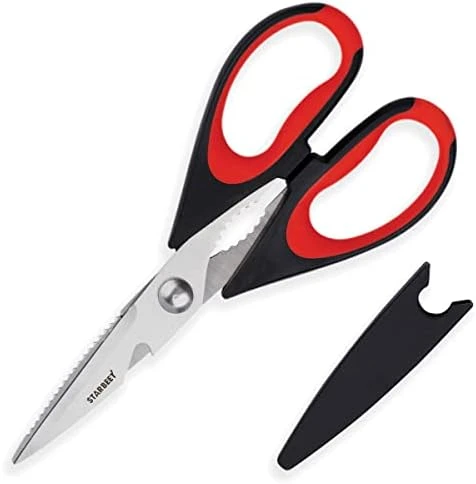 Heavy Duty Kitchen Shears – 6 In 1 Stainless Steel Ultra Sharp Poultry Scissors - Can Also Be Used As Beer Opener, Bottle Opener, Nut Cracker, Fish Scale Shaver & Floral Scissors (Red) 8 Heavy Duty Kitchen Shears – 6 In 1 Stainless Steel Ultra Sharp Poultry Scissors - Can Also Be Used As Beer Opener, Bottle Opener, Nut Cracker, Fish Scale Shaver & Floral Scissors (Red) - Image 6
