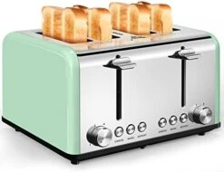 Toaster 4 Slice, REDMOND Stainless Steel 4 Slice Toaster Wide Slots With Bagel Defrost Cancel Function, 6 Bread Shade Settings, 1650W, Mirror Stainless Steel Blue -KitchenAid Shop 41BY1nrgvvL. AC