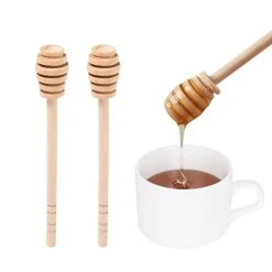 Wooden Honey Mixing Stirrer, 2Pcs 6 Inch Honey Dipper Sticks Honey Spoon