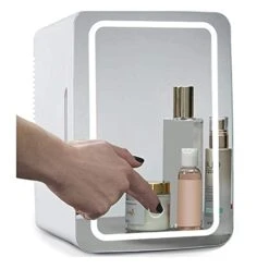 TONPOP Mini Makeup Beauty Fridge, 8 Liter Portable Cosmetic Fridge 2-in-1 Makeup Mirror Skin Care Fridge With LED Light Compact Portable Cooler For Home, Bar,Bedroom,Office,Car